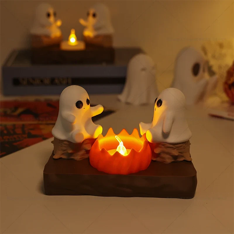 3D-gedruckter Geister-Teelichthalter für Halloween